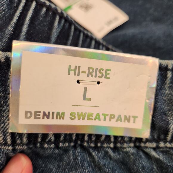 TINSELTOWN Blue Dark Wash Hi-Rise Drawstring Denim Pull On Pant Junior L NEW - Picture 7 of 12